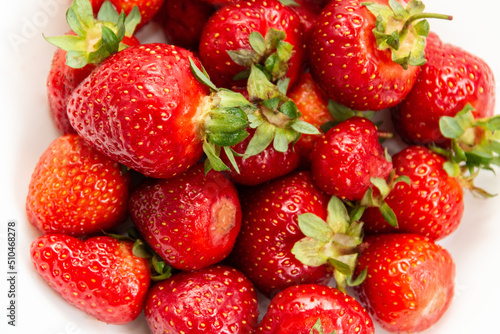 Fresh ripe strawberries. Close-up. Background from strawberries. Harvest strawberries. Dessert.