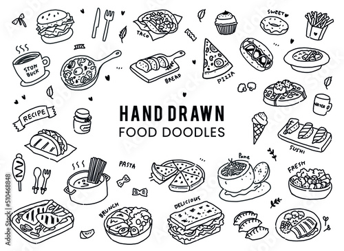 Food doodle illustration set