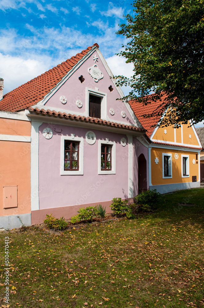 An old historic house in a small village in southern Bohemia in the Czech Republic. Ancient rural architecture.
