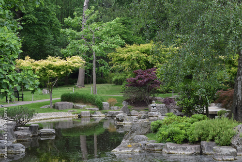 japanese garden with pond