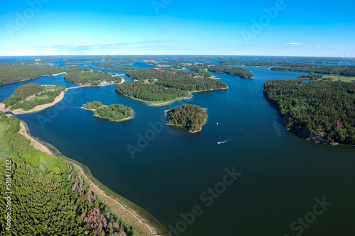 Aerial view of Stockholm archipelago in Sweden photo