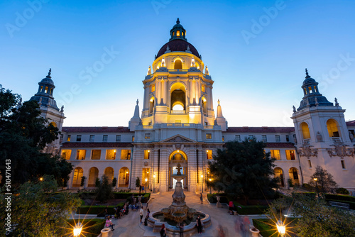 Twilight view of the beautiful Pasadena City Hall