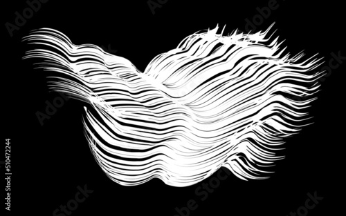 White flow brushstroke on white background.. Fluffy bunch of white politics. Abstract disheveled fibres. Vector illustration swirl blur. Crayons and chalk paint, fibers, hair and bunch