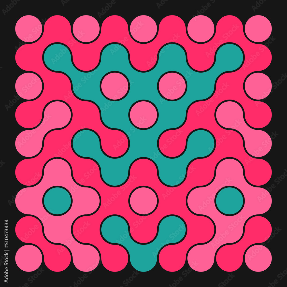 Multicolor truchet tiling connections illustration Multicolor truchet tiling connections illustration