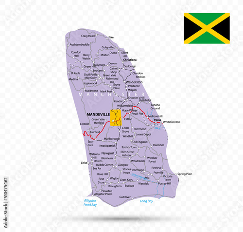 Manchester Map. Jamaica state
