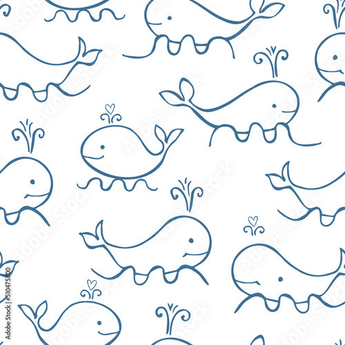 Cute whales. Vector pattern