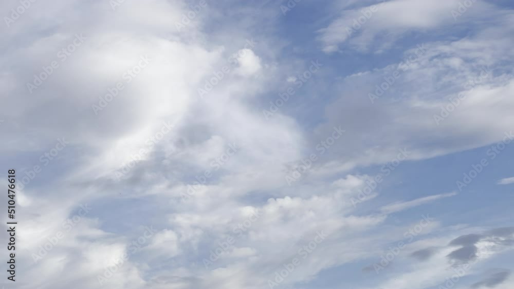 Beautiful Clouds in the blue sky, unique real time video, great for skies replacement on movies Beautiful Clouds in the blue sky, unique real time video, great for skies replacement on movies