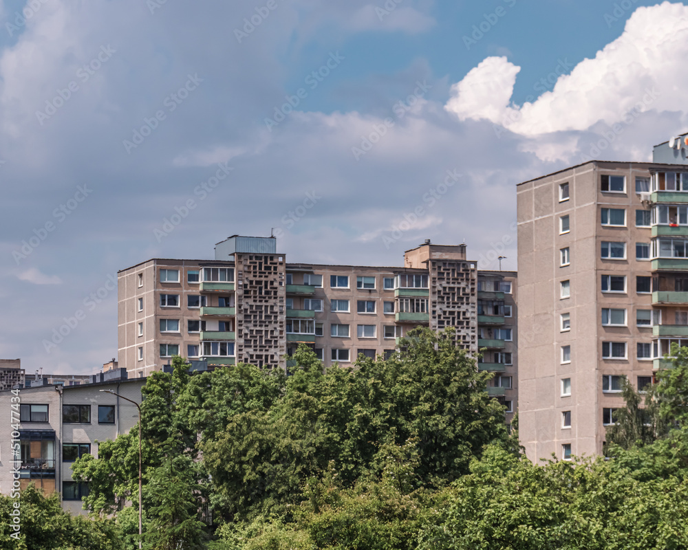 residential housing block building in eastern europe architecture