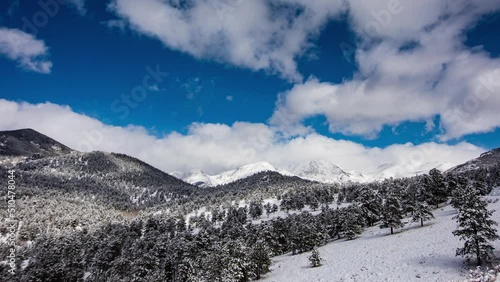 Time Lapse - Snowy Valley of  Rocky Mountain National Park in Colorado in Winter