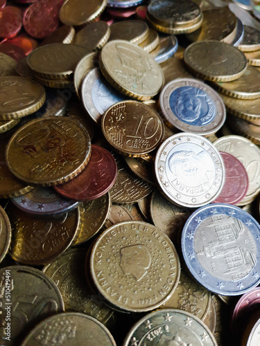 A heap of euro coins