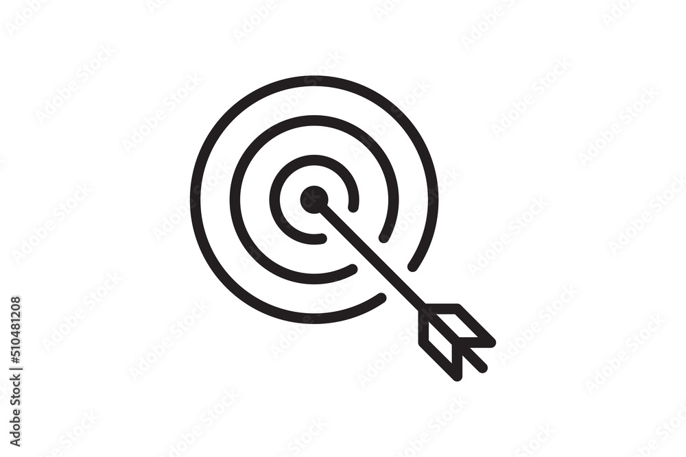 Arrow in target icon. Strategy symbol success. Vector illustration. Arrow in target icon. Strategy symbol success. Vector illustration.