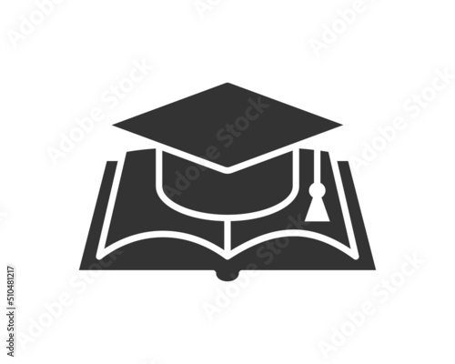 Education icon vector illustartion. College cap or graduate hat symbol. Student degree sign.