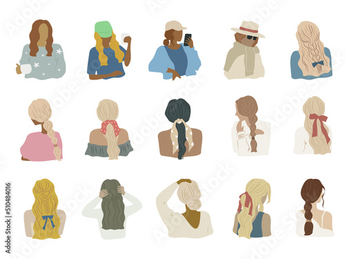 woman poses illustration set