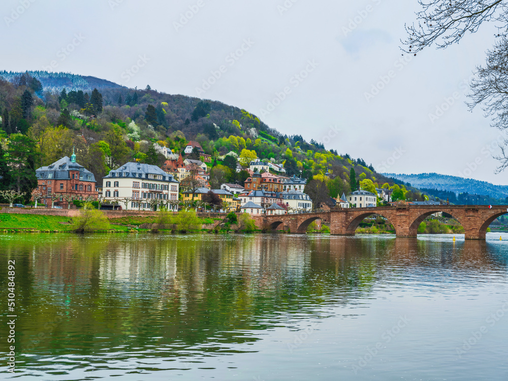 Heidelberg river side town and the bridge in Germany