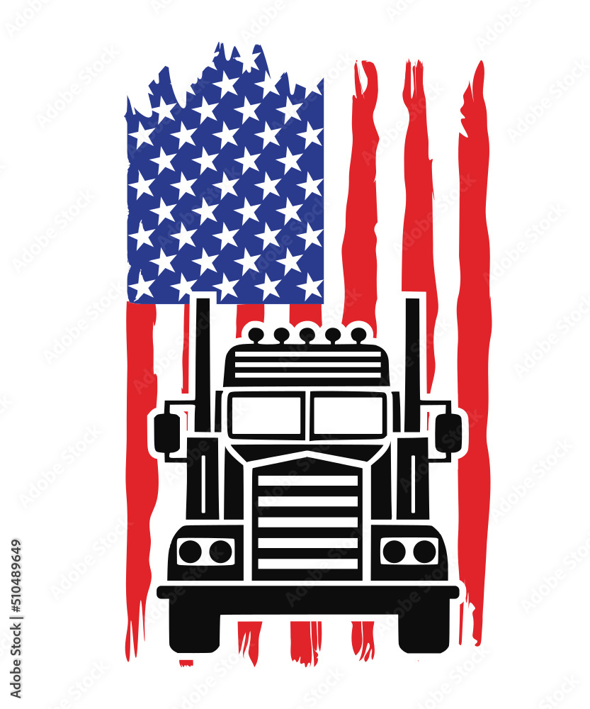 American Flag Trucker svg, truck driver flag svg, semi truck flag svg ...