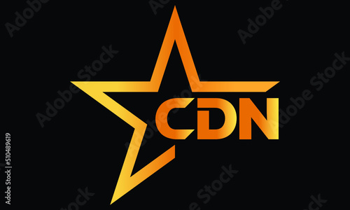 CDN golden luxury star icon three letter logo design vector template. royal logo | luxury logo | jewelry logo | premium logo | iconic logo | Victoria logo |