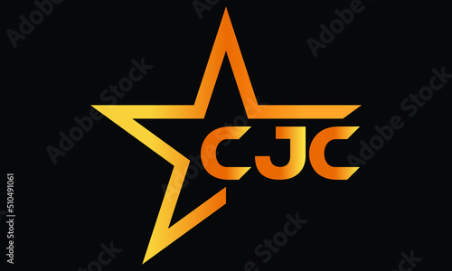 CJC golden luxury star icon three letter logo design vector template. royal logo | luxury logo | jewelry logo | premium logo | iconic logo | Victoria logo | photo