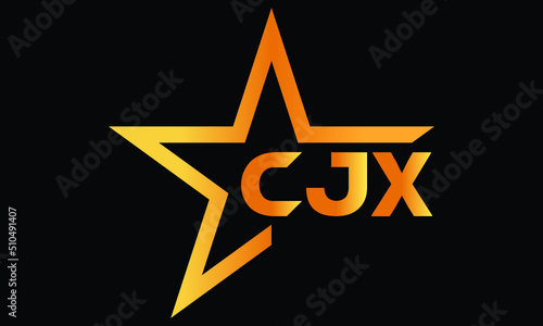 CJX golden luxury star icon three letter logo design vector template. royal logo | luxury logo | jewelry logo | premium logo | iconic logo | Victoria logo |