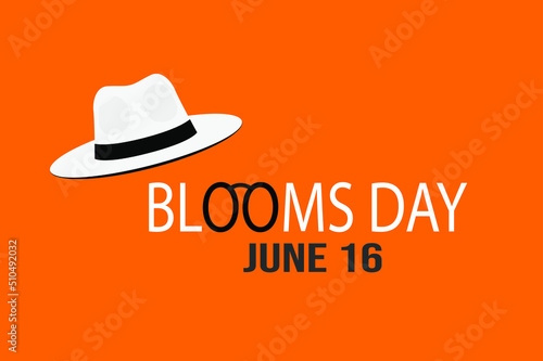 Celebration of James Joyce. Important day. Bloom's day on June 16 is isolated on orange background. Vector Illustration photo