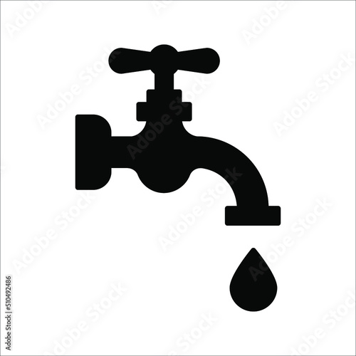 Water tap vector icon Dripping tap with drop icon for web, mobile and infographics. vector illustration on white background