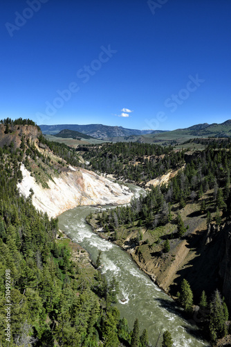 The Grand Canyon of the Yellowstone. The canyon is approximately 24 miles long  between 800 and 1 200 feet deep.