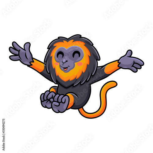Cute little lion monkey cartoon posing