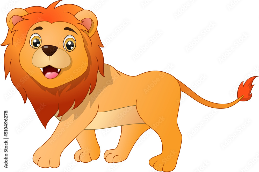 Obraz premium Cute lion cartoon isolated on white background