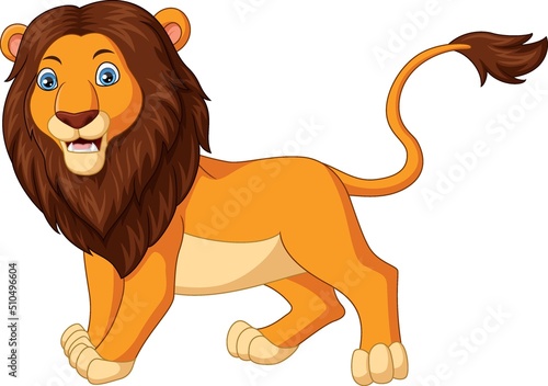 Cute lion cartoon isolated on white background
