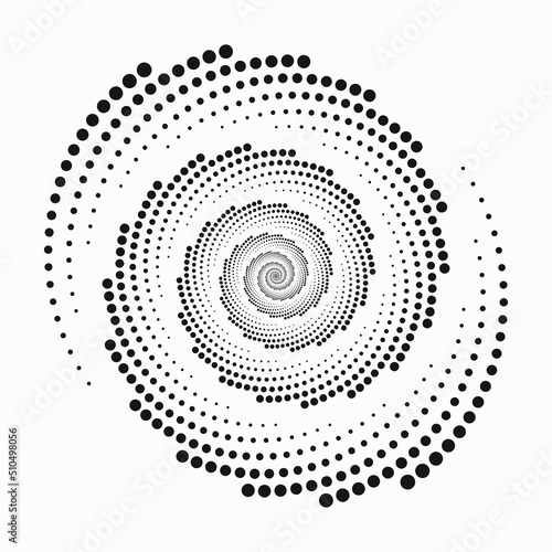 Abstract circle spiral halftone background. Dotted abstract concentric circle. Spiral, swirl, twirl element for your design.
