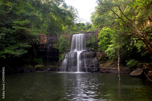 waterfall in green forest