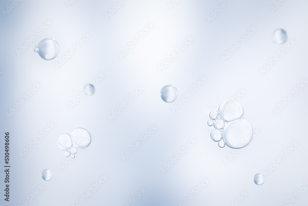 Soap bubbles on gray white background,for advertisement,texture,design,cosmetics,free space for text,texture background concept.