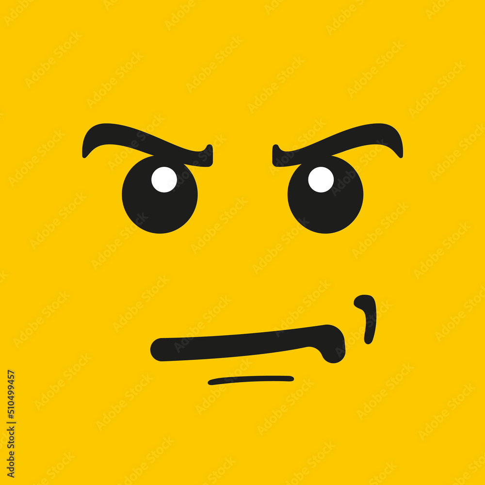 ekstremt Mudret Taiko mave Yellowhead minifigure Angry Lego Face Emoji Character Stock Vector | Adobe  Stock