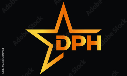 DPH golden luxury star icon three letter logo design vector template. royal logo | luxury logo | jewelry logo | premium logo | iconic logo | Victoria logo |