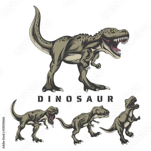 Set of hand drawn dinosaur sketches. EPS 10