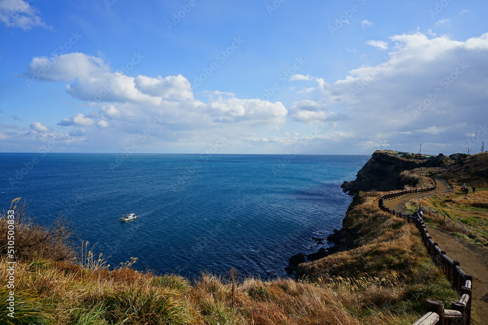 fine view with seaside walkway