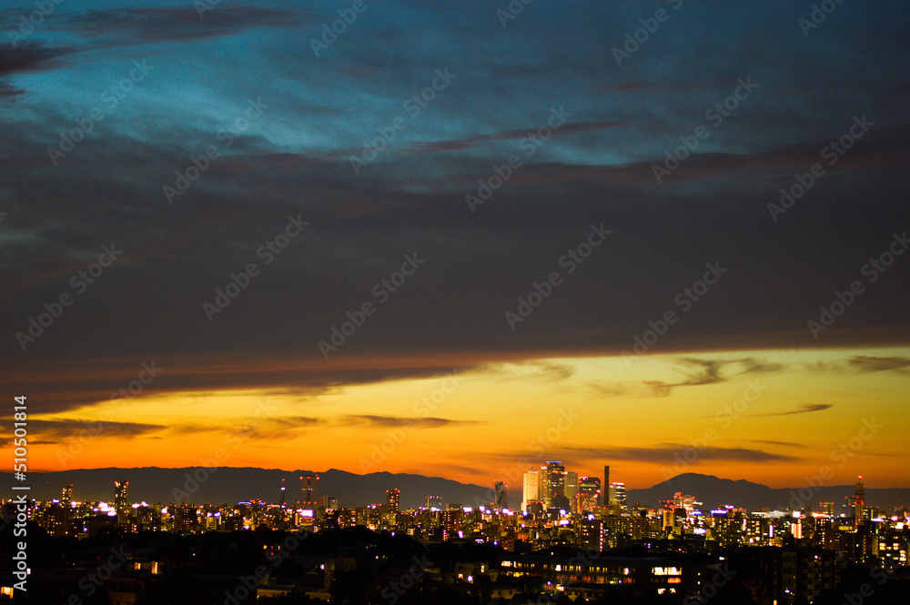 名古屋市 夕暮れ 都市風景 名古屋市 夕暮れ 都市風景