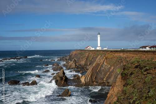 Point Arena Lighthouse on a beautiful day, California, USA