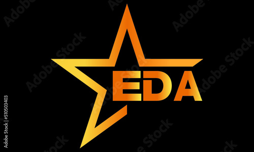 EDA golden luxury star icon three letter logo design vector template. royal logo | luxury logo | jewelry logo | premium logo | iconic logo | Victoria logo |