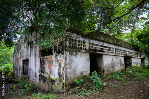 Remains of the destroyed San Lorenzo Hospital of the Armero Town buried by the avalanche up to the second floor after 37 years of the tragedy caused by the Nevado del Ruiz Volcano in 1985 photo