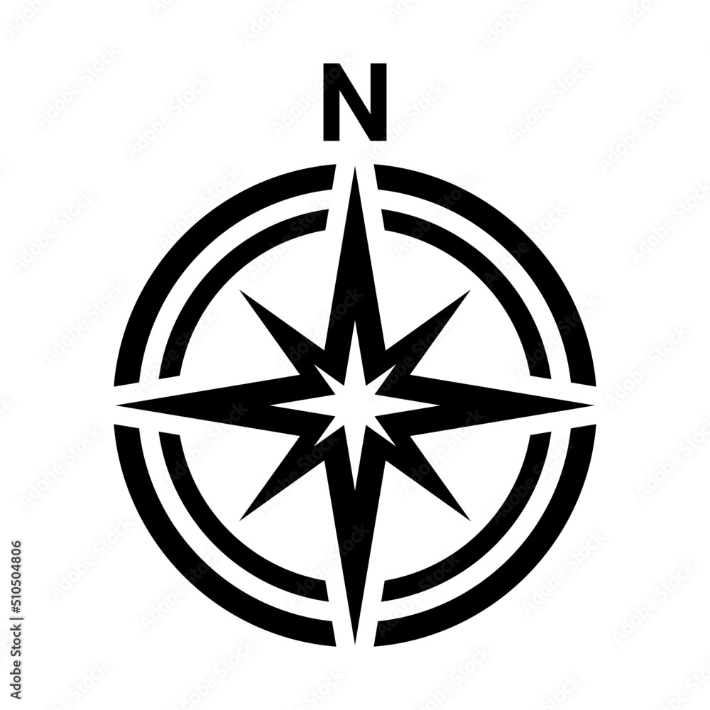 Black north symbol on white background. Black north symbol on white background.