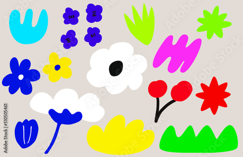 귀여운 꽃그림 일러스트, 화이트, 체리, 보라색꽃, 노랑색꽃, 꽃모음, flower, .ai파일