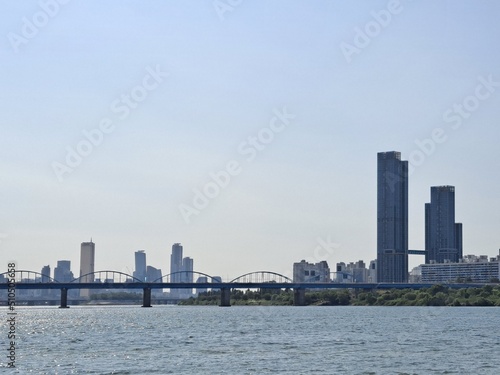 High rise office buildings and modern apartments on the riverside in Seoul © Kpictures