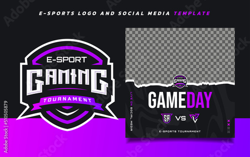 Game Day E-sports Gaming Banner Template for social media with Gaming Tournament Logo