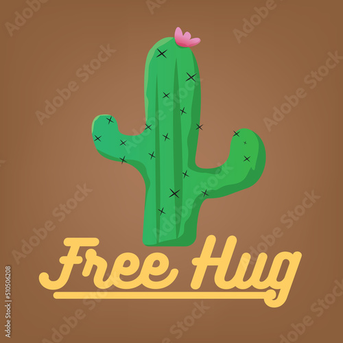 free hug cactus on brown gradient background. good for plant lovers