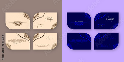 elegant beautiful cream & blue color Wedding program invitation card template design
