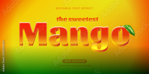 The Sweetest Mango editable text effect style in natural red color ideal for flyer, banner, signage, and graphic promo