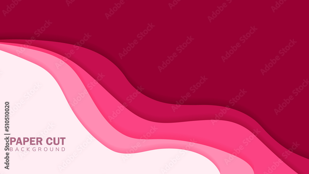 Abstract red wavy background papercut style