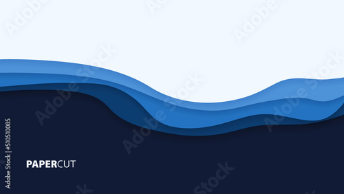 Blue abstract papercut background design Template design banner flyer presentations