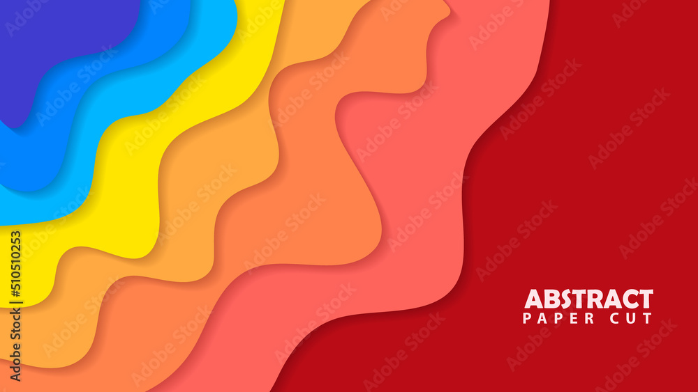 Vibrant rainbow colors papercut background