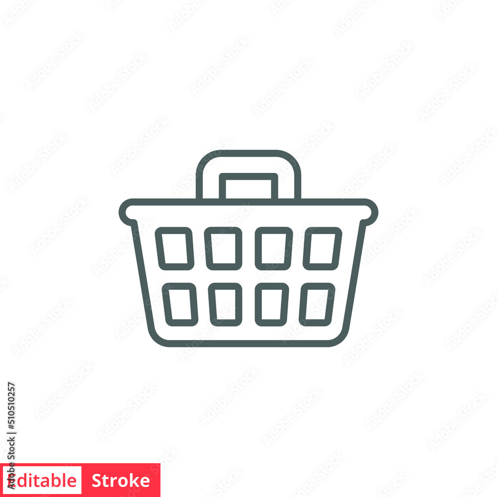 Shopping cart line icon. Simple outline style. Basket shop bag for online store. Vector design illustration isolated on white background. Editable stroke EPS 10. Shopping cart line icon. Simple outline style. Basket shop bag for online store. Vector design illustration isolated on white background. Editable stroke EPS 10.